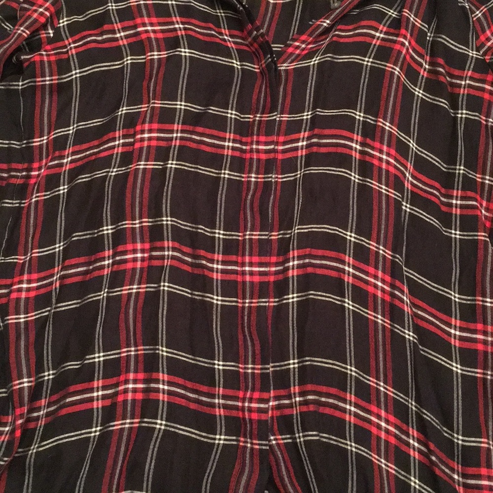Plaid button up loft blouse with ruffle detail - Picture 4 of 4